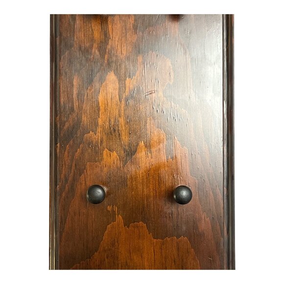 Vintage Wooden Wall Rack - Signed – Dark Stain – 6-Peg Hanging Organizer – 18" - Picture 6 of 6